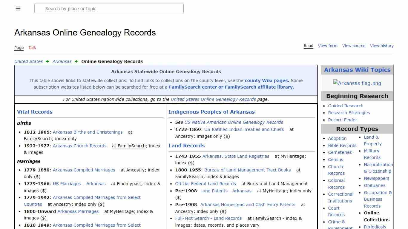 Arkansas Online Genealogy Records • FamilySearch