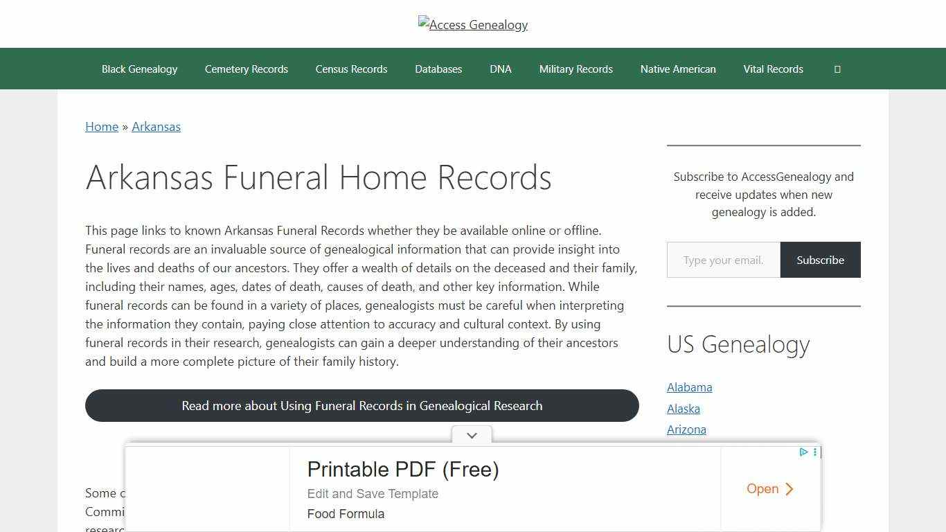 Arkansas Funeral Home Records – Access Genealogy